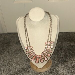 Elegant Pink and Gold Statement Necklace